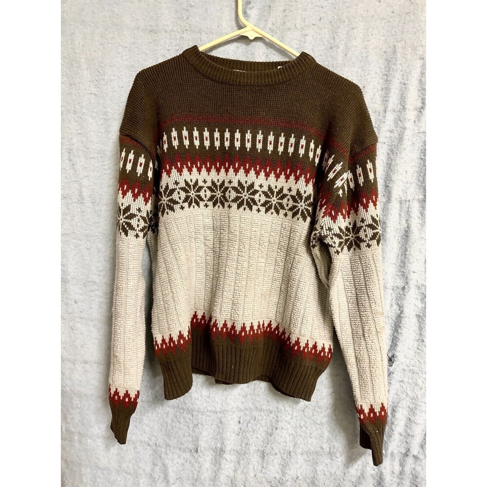 Buffalo Knitwear Pullover Sweater Men's Large Multicolor Fair Isle Retro Vintage